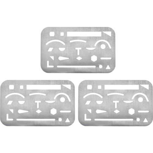 Uxcell 3pcs Erasing Shield 21 Patterns Stainless Steel Drawing Template for art design engineering design mechanical etc