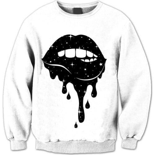 REAL American US SIZE Galaxy Lips Sublimation Print Plus Size Crew Neck Sweatshirt