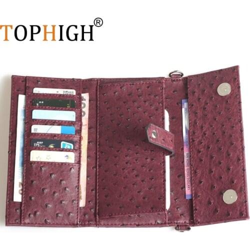 TOPHIGH New Clutch Phone Genuine Leather Bags Luxury Shoulder Bags For Women Designer Snake Ostrich Pattern Crossbody Purse