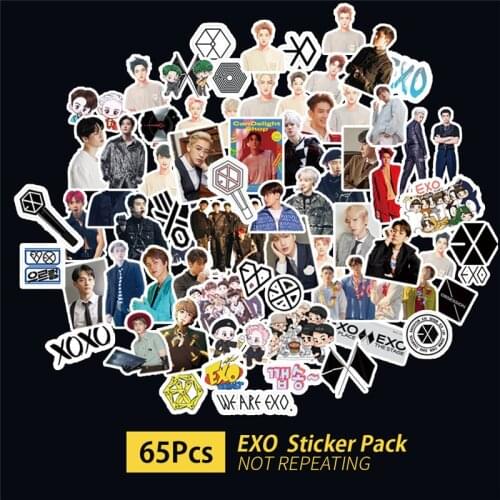 KPOP EXO 65pcs/set Ocean View Waterproof Stickers Fridge Stickers XIUMIN SUHO Baekhyun CHANYEOL Fans Collection b210