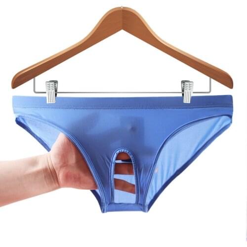 Explosion Sexy Lingerie Mens Panties Sex Free Take-off Adult Briefs Male Exposed Low Waist Sexy Hollow Ice Silk Underwear