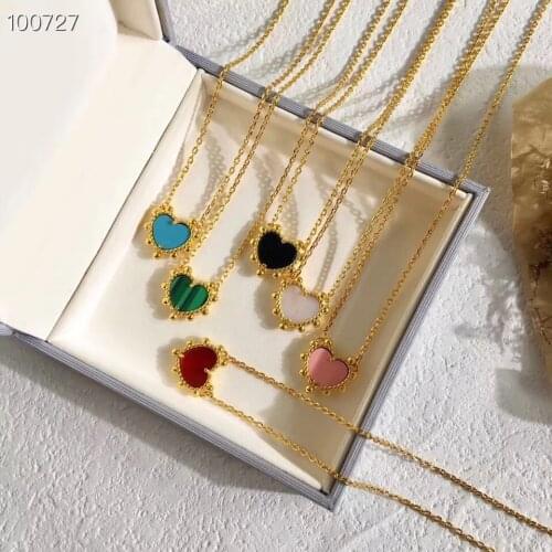 YPAY8 luxury fashion ladies 925 sterling silver top quality rice beads heart-shaped fritillary love wild necklace ladies jewelry