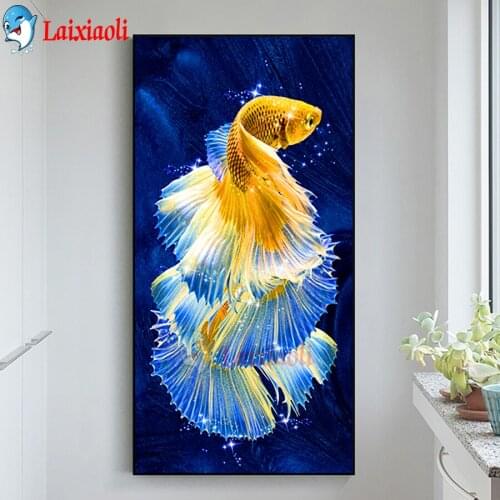 Golden Goldfish Koi pattern 5d Diy Diamond Painting Full Square Round Diamond Embroidery Living Room Stickers New Simple Porch