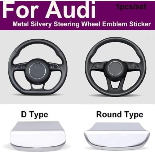 1pcs/set Metal Silvery Car Steering Wheel Stickers for Audi for Sline A4L A6L A3 A5 Q2L A7 Car Interior Emblem Car Accessories