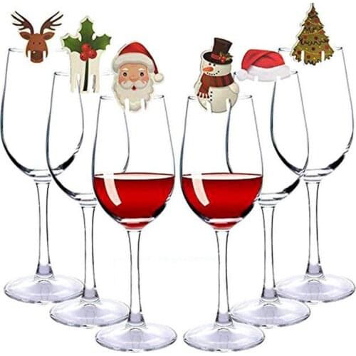 10Pcs/lot Christmas Cup Cards Home Table Place Decorations Christmas Santa Hat Wine Glass Decoration New Year Party Supplies