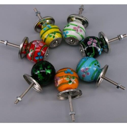 1x Handmade Craft Glass Cabinet Knobs handle Home Decor Cupboards Drawers Pull Coloured Glaze Knobs for Furniture decoration