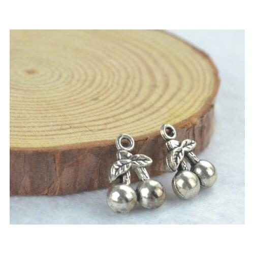 20pcs Charms cherry metal handmade Craft pendant making fit,Vintage Tibetan Silver,DIY for bracelet necklace 15*11*5 mm K13