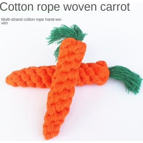 2021 new pet toys hand woven carrot dog toys cotton rope pet toys