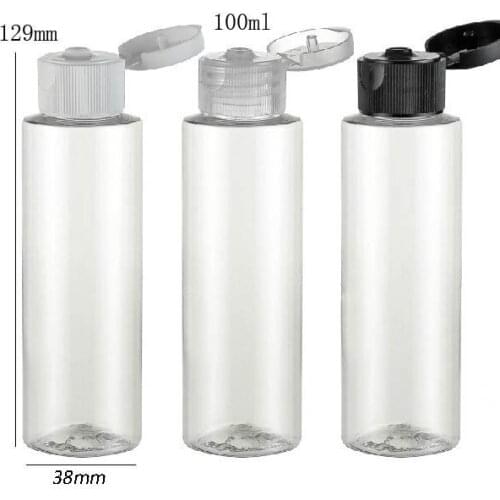 24 x 100ml DIY Clear Cylinder Transprent PET Cream Plastic Lotion and Cosmetic Packaging 100cc Makeup Container with Flip Cap