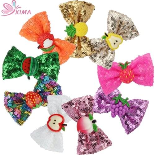 3inch Sequin Glitter Hair Bows Fruit Hair Clip Sequin Bows Hairgrips Girls Gift Hair Accessories