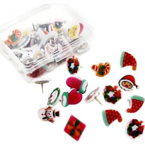 40pcs Thumbtack Christmas Decor Push Pins Art Push Nails Cork Board Thumb Tack Pin Bulletin Board Safety Pins Binding Supplies