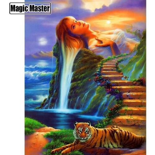5D DIY Diamond Painting "Landscape tiger" Full circular Diamond Of Rhinestones Embroidery Cross stitch Wall Sticker Home Decor