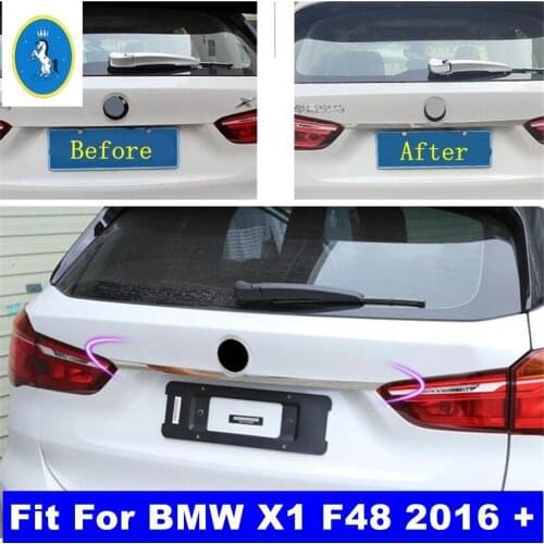Car Accessories Rear Trunk Lid Cover Tailgate Trim Door Handle Molding Boot Garnish Bezel Cover Kit For BMW X1 F48 2016 - 2021