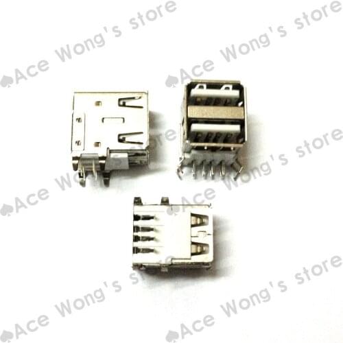Free shipping (20PCS/LOT Usb socket usb plug usb female usb connector a double layer 90 deg