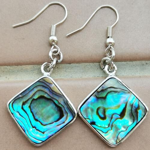 Free shipping Fashion Jewelry New Zealand Abalone Shell rhombus Art Dangle Earring MC10021