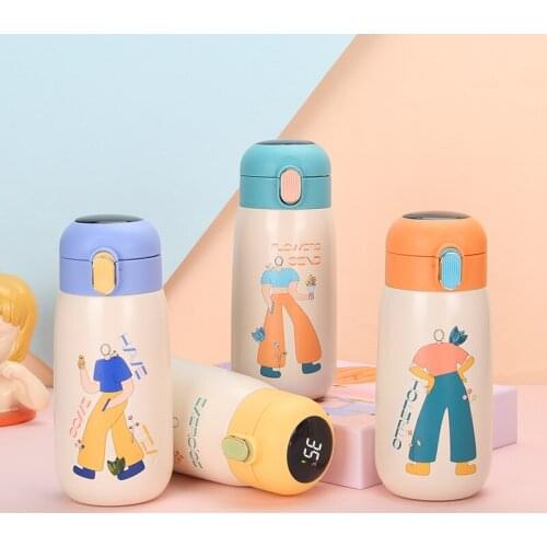 400ml Kids Thermos Mug Temperature LED Display Stainless Steel Vacuum Flasks Children Cute Thermal Water Bottle Thermocup