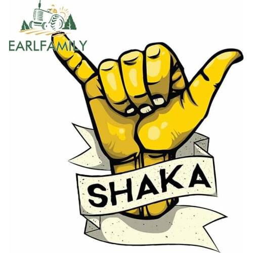 EARLFAMILY 13cm x 11.2cm for Hang Loose Golden Car Stickers Motorcycle Surfboard Decal Laptop Windshield Anime Vinyl Car Wrap