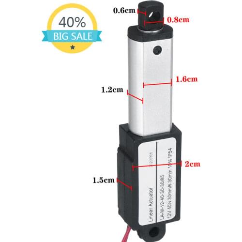 1500N 30mm Stroke Micro Linear Actuator 12V Electric Micro Linear Motor For Micro-devices Car Vessels Saving Energy Consumption