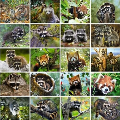 Evershine Diamond Painting Raccoon Animals Diamond Mosaic Full Layout Cross Stitch Full Square Rhinestone Pictures Home Decor