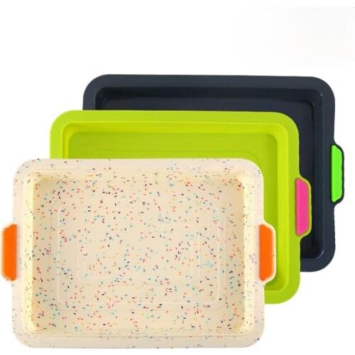 Cake Baking Pan Reusable Square Silicone Baking Pan High Temperature Resistant Non-stick Mold Pan Bread Cake Mold Pan JU31905