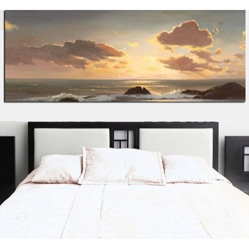 HD Print Sunset on the Sea Ocean Waves Landscape Oil Painting Seascape on Canvas Modern Pictures Wall Art Living Room Home Decor