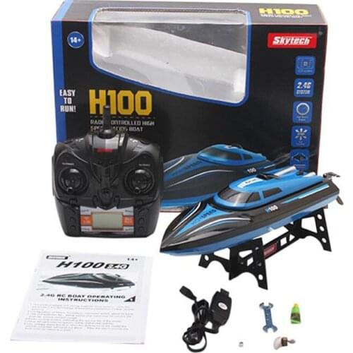 TKKJ H100 RC Boat High Speed 2.4GHz 4 Channel 30km/h Racing Remote Control Boat with LCD Screen Gift Kids Toys