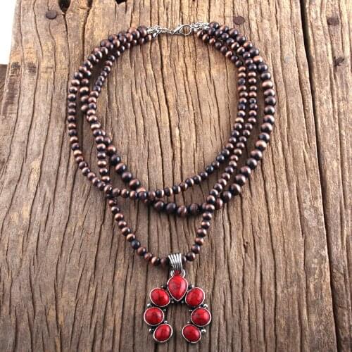 MD Fashion Boho Jewelry 3 Layer Gray Drawing CCB Black Stone Moon Pendant Necklaces Women Bohemia Necklace Gift Dropship