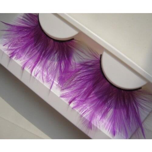 Minimum order $ 5) Purple feather false eyelashes ym-117 False eyelashes