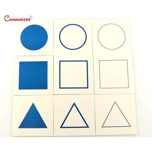 Montessori Geometric Cabinet Nomenclature Cards 9 Pcs Paper Home Game Early Education Preschool Sensorial Toys Children