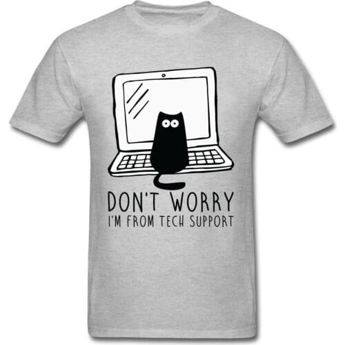 Computer Programs Cat Printed T-Shirt Tech Support 3D Funny Cats Tshirt Latest Cotton Tshirts Cat Software Programming Men