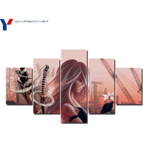 NieR Automata Girl Game Poster 5 Panel Wall Picture House Decoration Living Room Decoration A0077