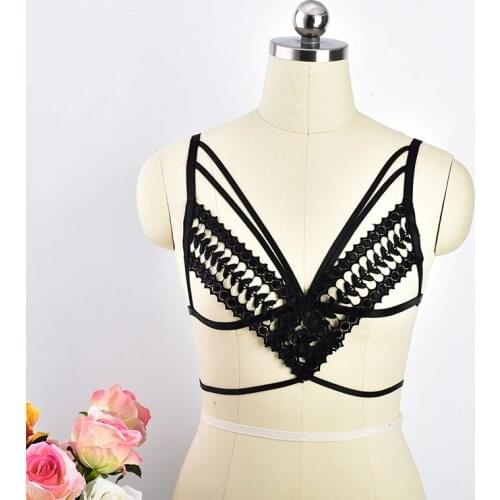 2018 New Hot Body Harness Elastic Body Cage Bra Gothic Bondage Top Chest Harness Studded Sculpting Garter Belts Crop Tops