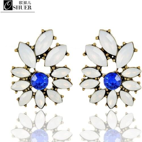 New fashion big earrings for women flower black earrings Rhinestone Earrings Earrings For Women