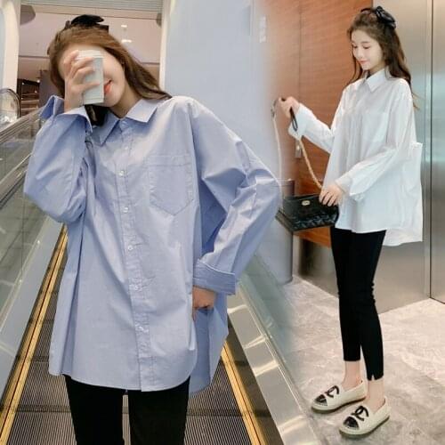 851# Maternity Clothes Spring Autumn Turn Down Collar Shirt maternity Tops