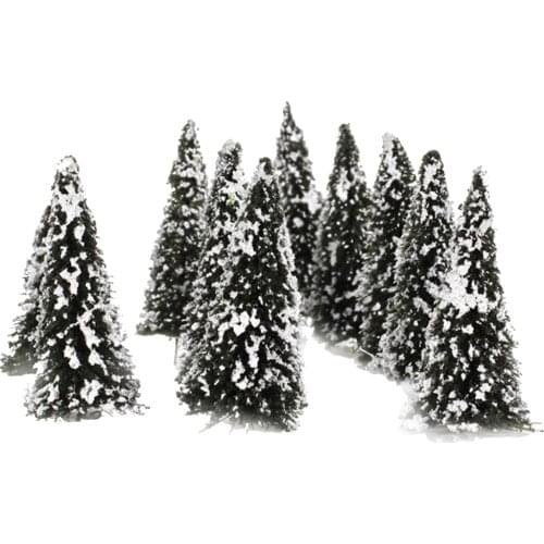 10pcs Plastic Model Tree with Snow N Scale Building Park Garden Miniature Landscape Wargame Scenery Supplies