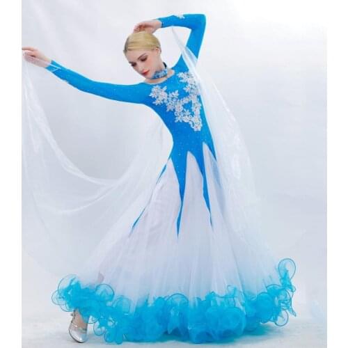 Ballroom Dance Dress 2019 New Adult Senior Embroidery Big Swing Dress Women Latin Waltz Tango Dance Stage Performance Costumes