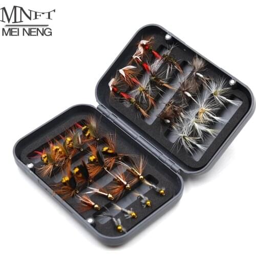 MNFT 32Pcs/Box Trout Nymph Fly Fishing Lure Dry/Wet Flies Nymphs Ice Fishing Lures Artificial Bait with Boxed