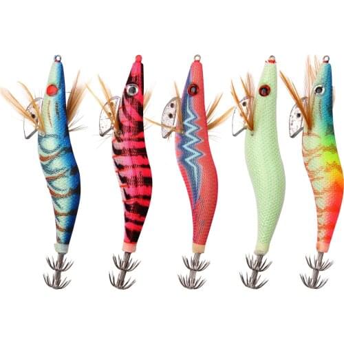 Lure Octupus Cuttlefish Bait Luminous Squid Fishing Wood Shrimp Jigging Lure Fishinig Tackle