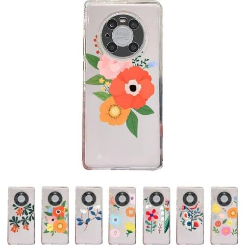 Pretty Flower Phone Case Transparent For Huawei honor V 40 30 20 X note 10 pro lite max s Soft TPU Clear Mobile bags