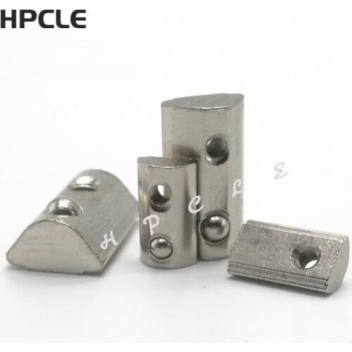 10-20pcs M3 M4 M5 M6 thread T Spring Nut Half Round Elasticity Spring Nut Block for 2020 3030 4040 Aluminium Profile slot 6