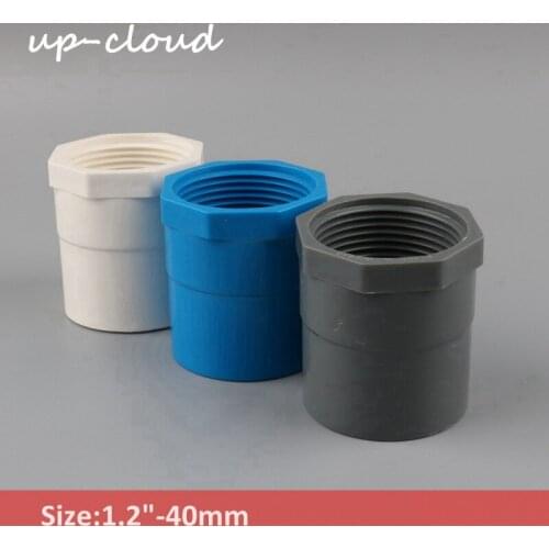 2pcs 1 1/4 inch-40mm PVC Straight Connector 1.2" Thread Water Pipe Joint Aquarium Parts Fish Tank Adapter Garden Farm Irrigation