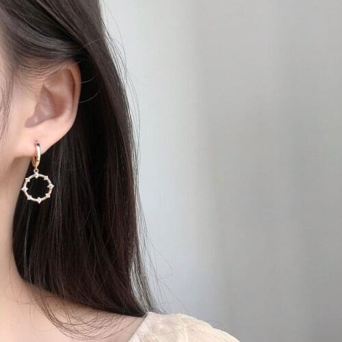 925 sterling silver earring fashion zircon wreath short pendant drop earring wild trend French style girl woman ear jewelry