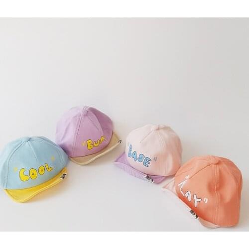 Lovely Cartoon Letter Pattern Baby Hats Spring Summer Cotton Peaked Cap Autumn Kids Boys Girls Baseball Hats Outdoor Sun Hats