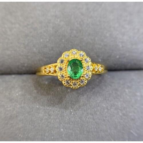 Shilovem 925 sterling silver real Natural Emerald Rings fine Jewelry gift women trendy new wholesale gift 4*5mm jcj0405897agml