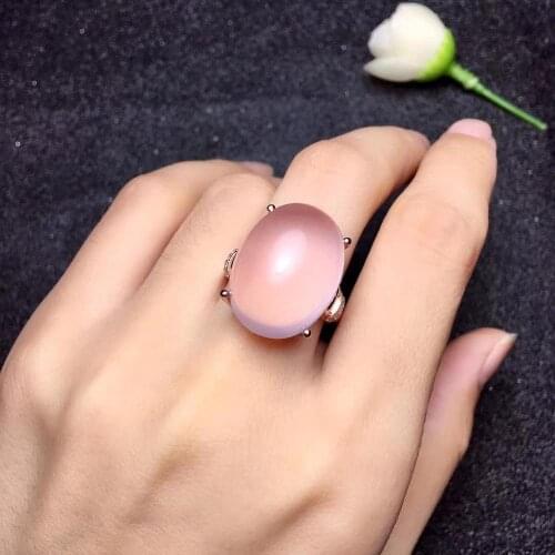 Natural And Real Rose Quartz Ring luxury ring gemstone 925 sterling silver Ring