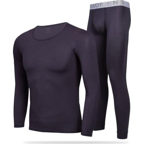 Thickened With Velvet Round Collar Long Johns Suit Male Set Men Winter Warm Thermal Underwear