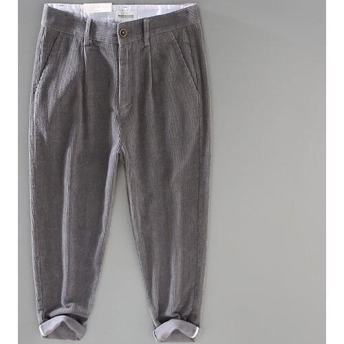 A016 Corduroy Suit Pants High Quality Casual Simple Classic Retro Business Gentlemen Youth Fashion Urban Zipper Fly Male Trouser