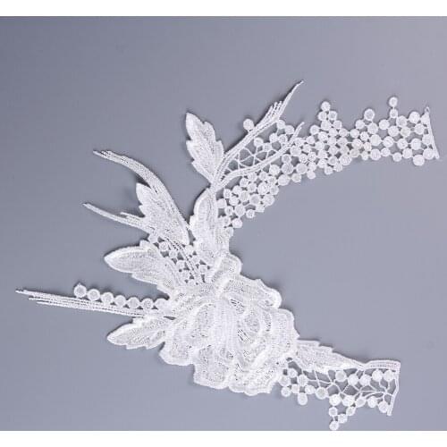 DoreenBeads Embroidered Flower DIY Collar Lace Fabric Neckline Water Soluble Collar For Wedding Dress Cheongsam Supplies 1PC