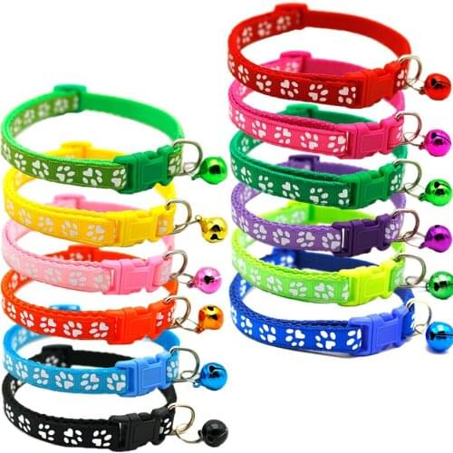 Colorful Cat Dog Necklace Collar With Bell Adjustable Buckle Collar Pet Supplies Cat Small Dog Accessories Collar Pet Supply