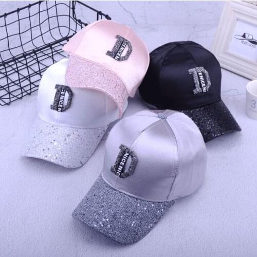 Outdoor Women Girl Sequins Hip Hop Snpaback Hats D letter Baseball Caps Adult Casual Silk Snapbacks Trucker Hat